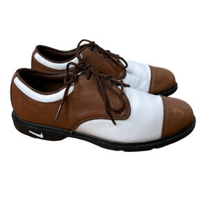 Nike Air Womens 9.5 Oxford Golf Shoes Leather Cap Toe Lace Up Saddle White/Brown